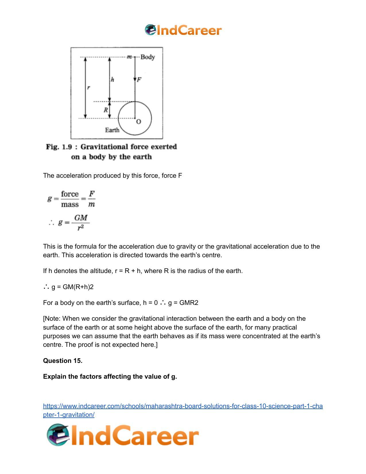 Maharashtra Board Solutions for Class 10- Science (Part 1): Chapter 1- Gravitation - Page 40