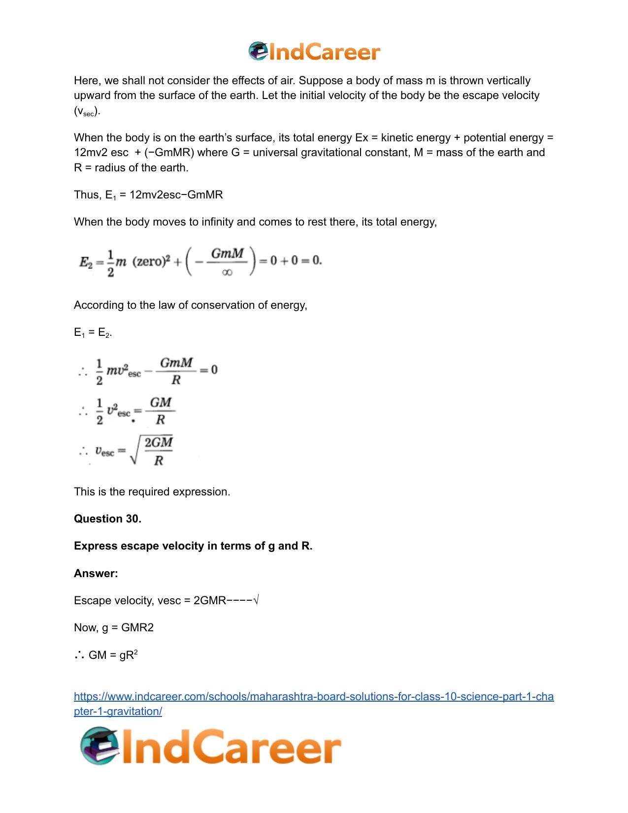Maharashtra Board Solutions for Class 10- Science (Part 1): Chapter 1- Gravitation - Page 46