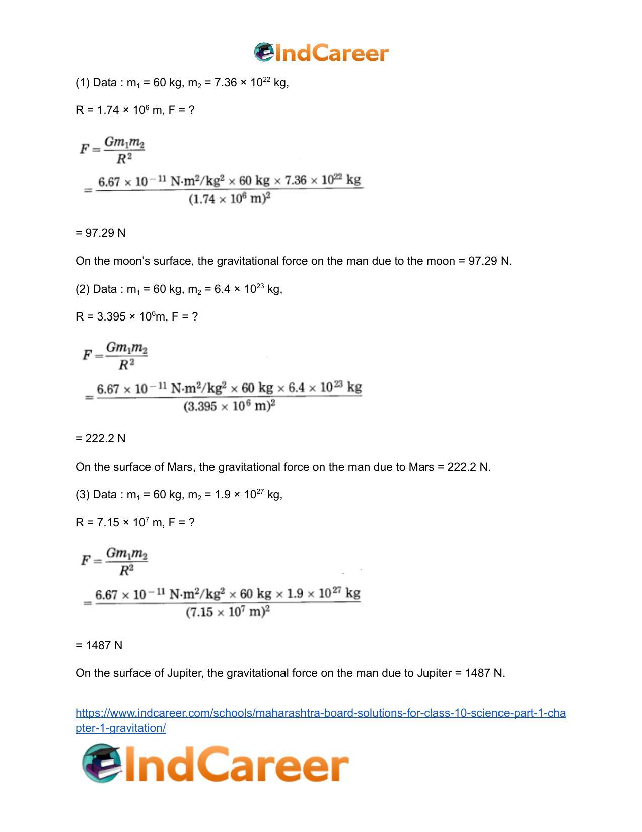 Maharashtra Board Solutions for Class 10- Science (Part 1): Chapter 1- Gravitation - Page 51