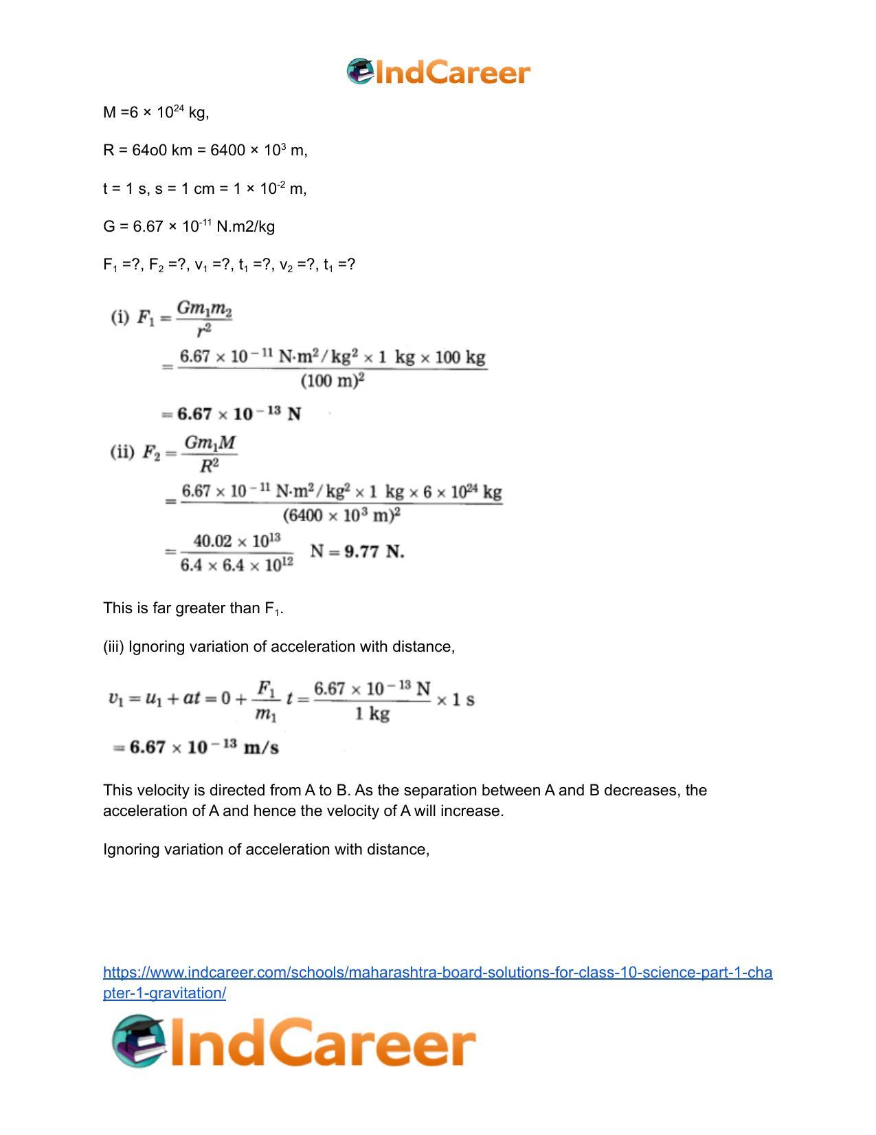Maharashtra Board Solutions for Class 10- Science (Part 1): Chapter 1- Gravitation - Page 53