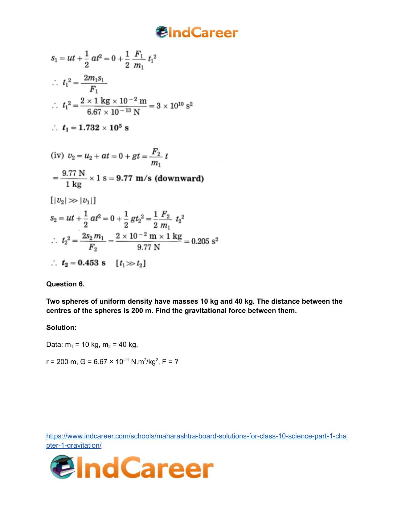 Maharashtra Board Solutions for Class 10- Science (Part 1): Chapter 1- Gravitation - Page 54
