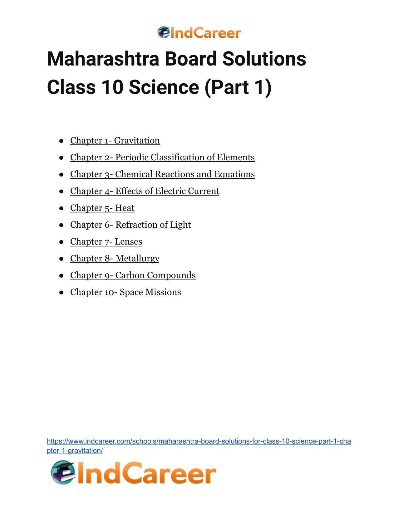 Maharashtra Board Solutions for Class 10- Science (Part 1): Chapter 1- Gravitation - Page 70