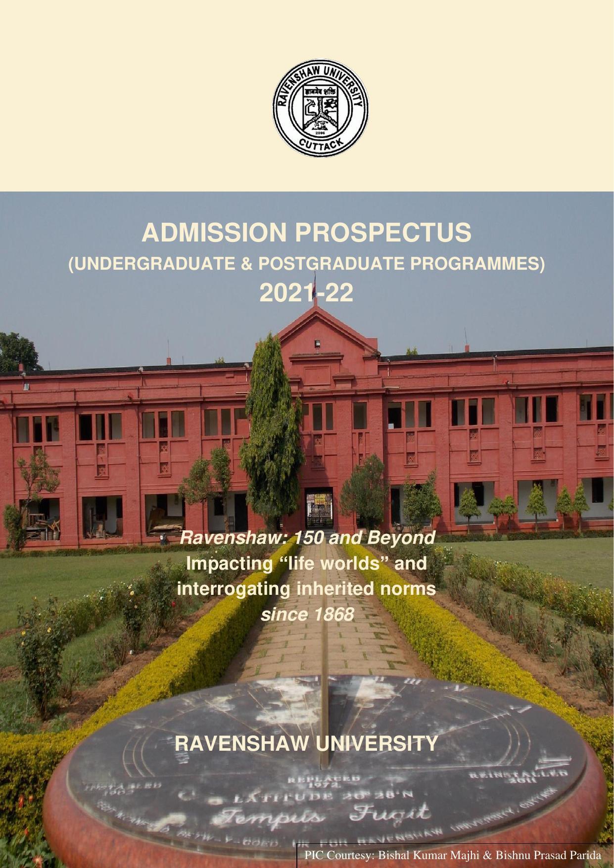Ravenshaw University, Cuttack ADMISSION PROSPECTUS -2021-22 - Page 1
