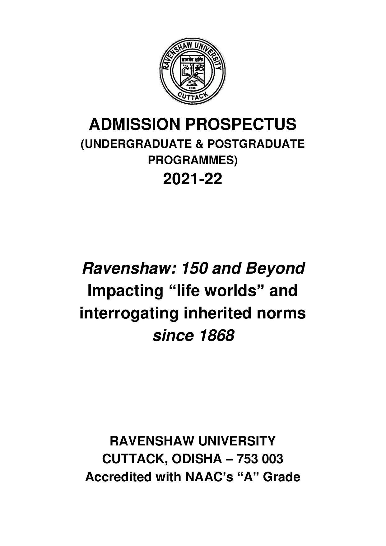 Ravenshaw University, Cuttack ADMISSION PROSPECTUS -2021-22 - Page 2