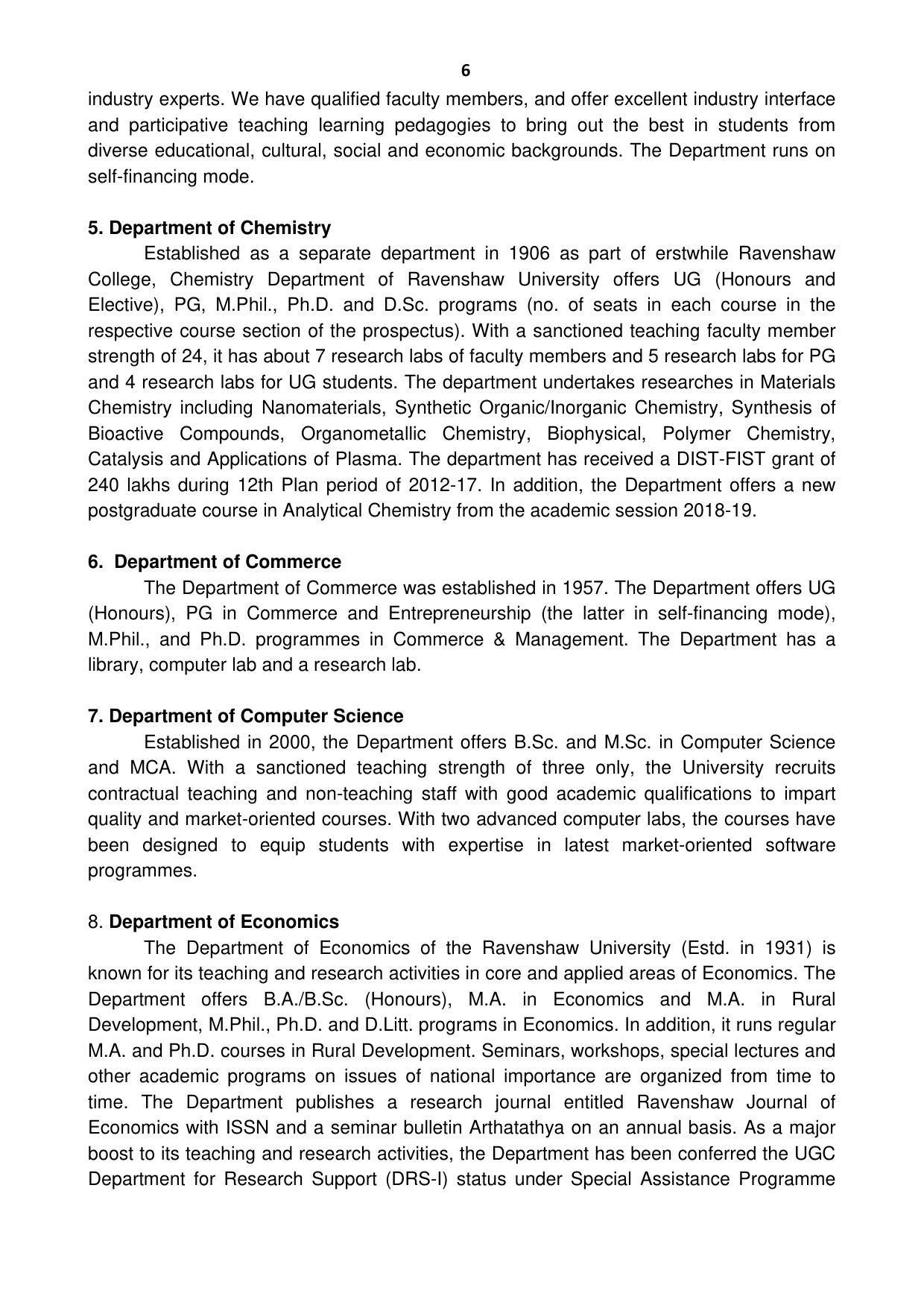 Ravenshaw University, Cuttack ADMISSION PROSPECTUS -2021-22 - Page 9