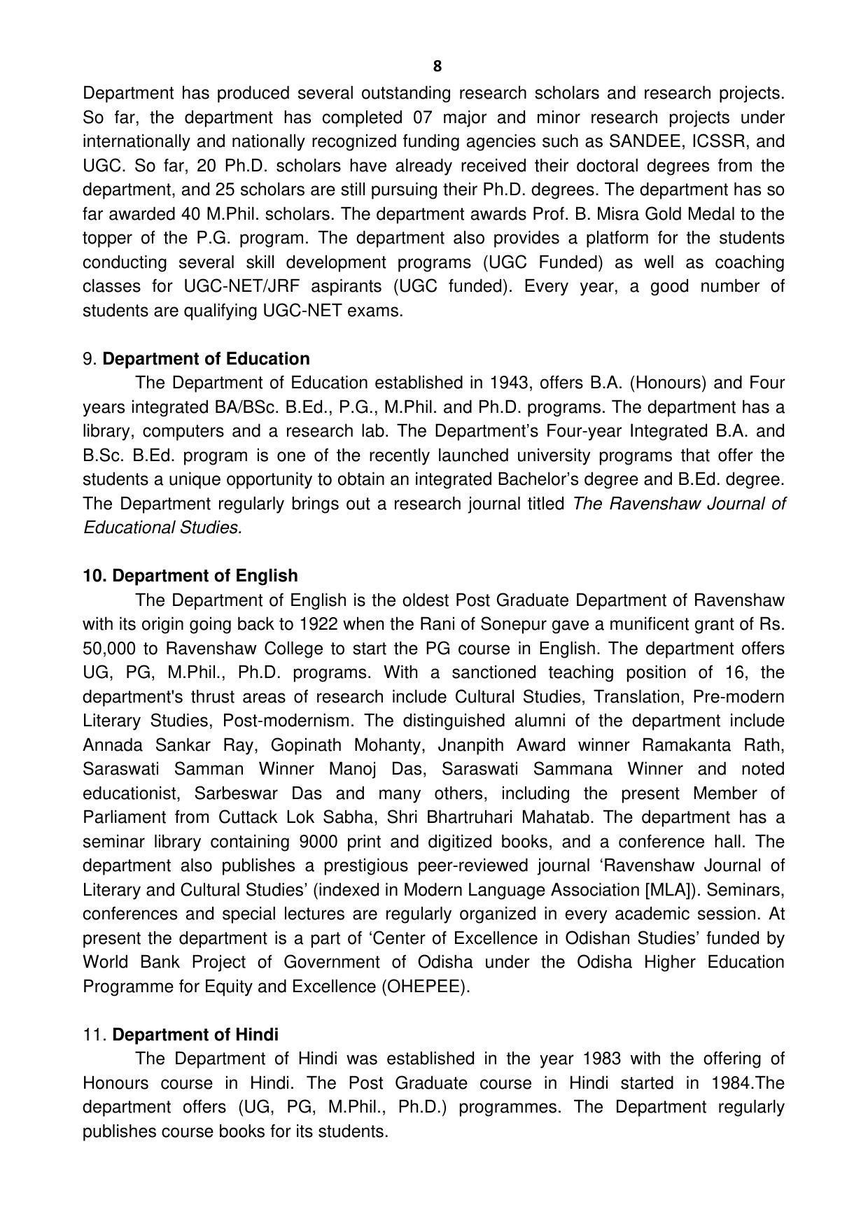 Ravenshaw University, Cuttack ADMISSION PROSPECTUS -2021-22 - Page 11
