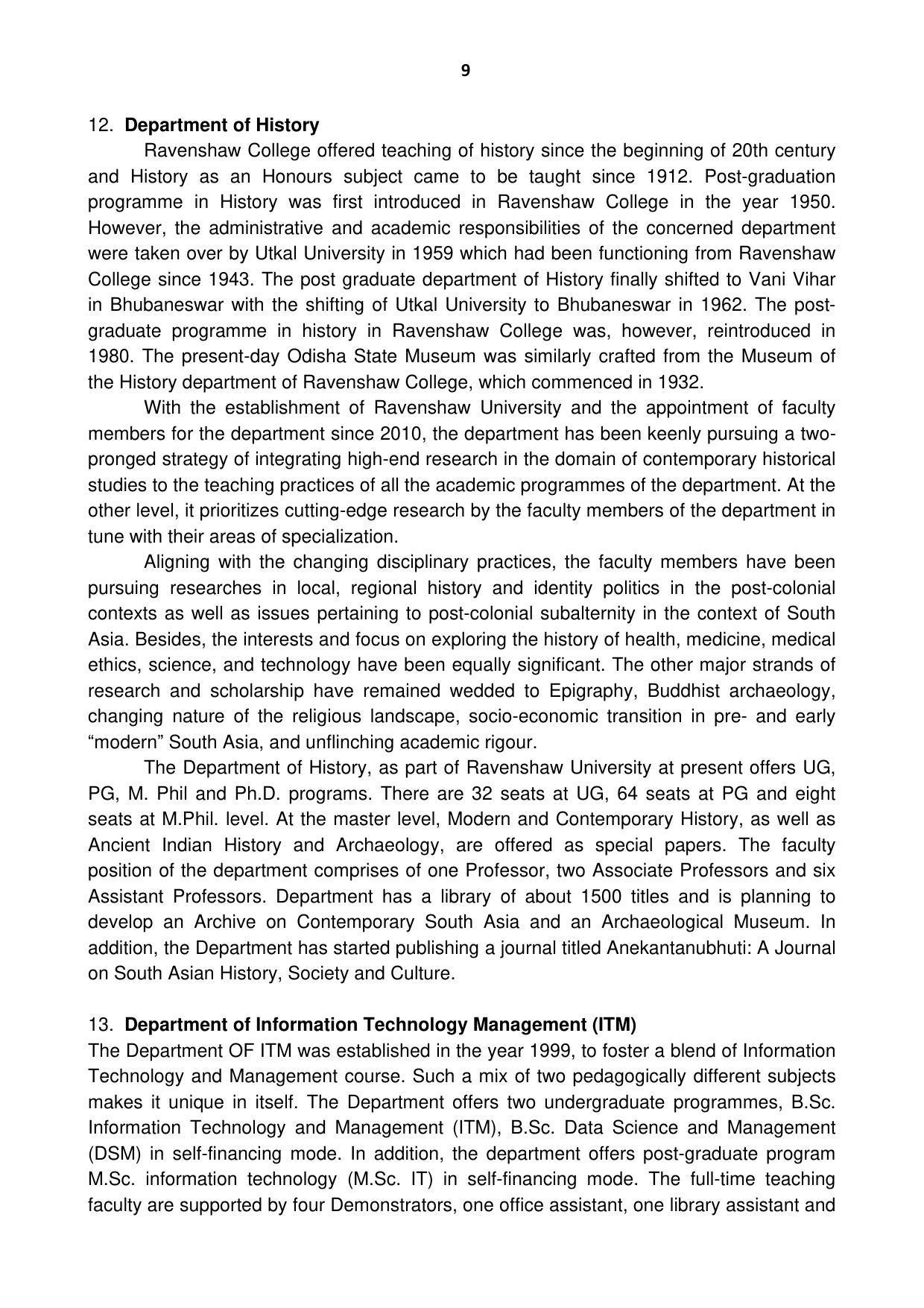 Ravenshaw University, Cuttack ADMISSION PROSPECTUS -2021-22 - Page 12