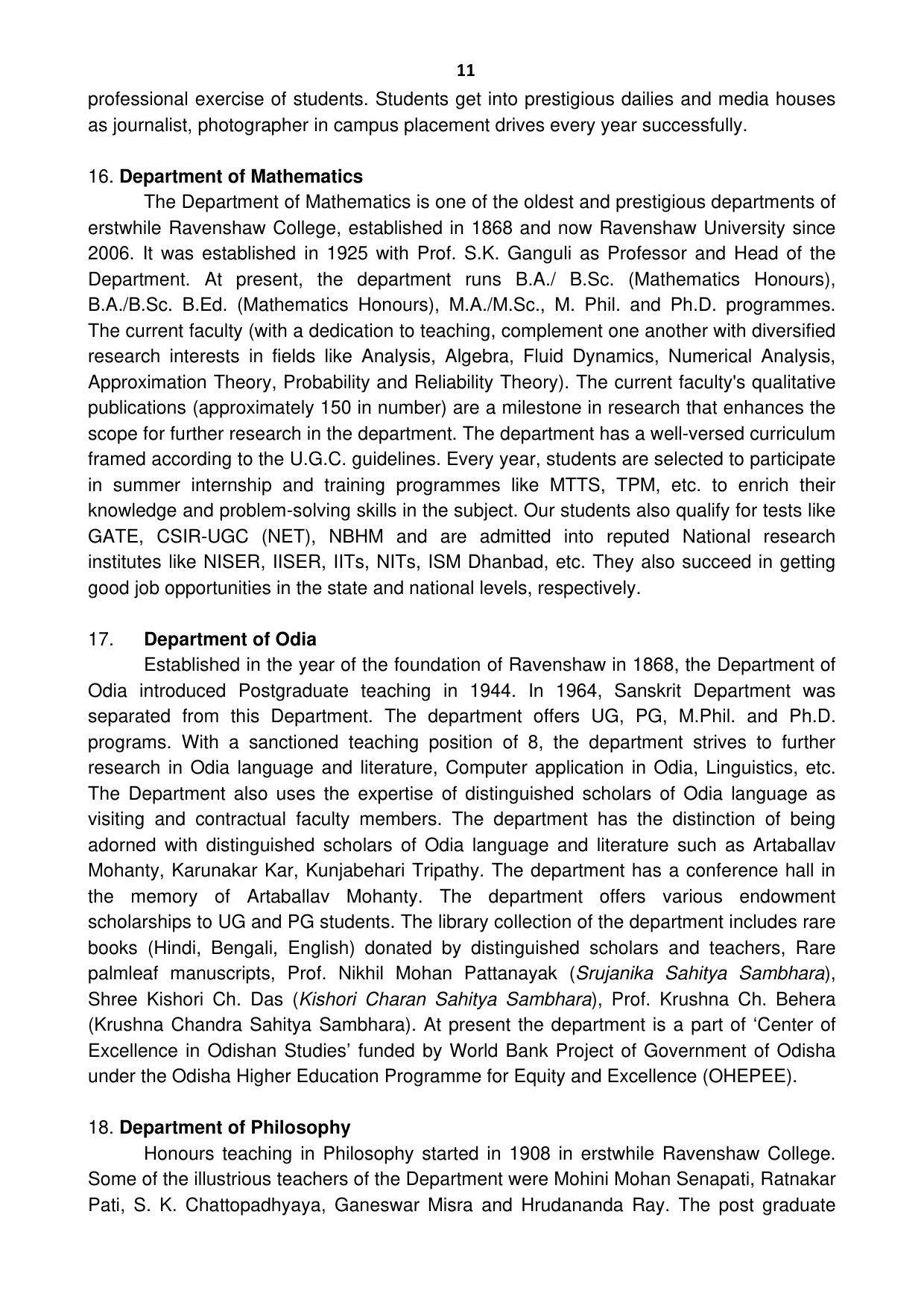 Ravenshaw University, Cuttack ADMISSION PROSPECTUS -2021-22 - Page 14
