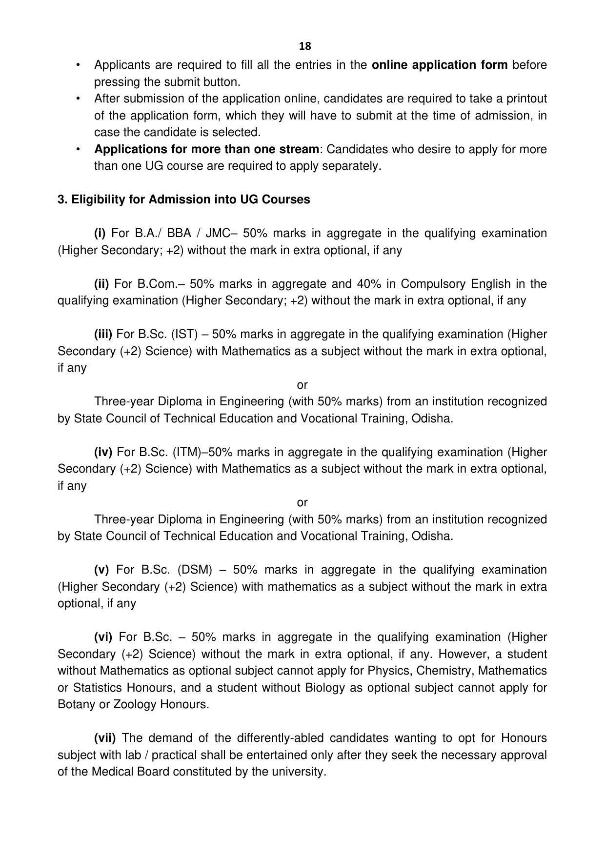 Ravenshaw University, Cuttack ADMISSION PROSPECTUS -2021-22 - Page 21