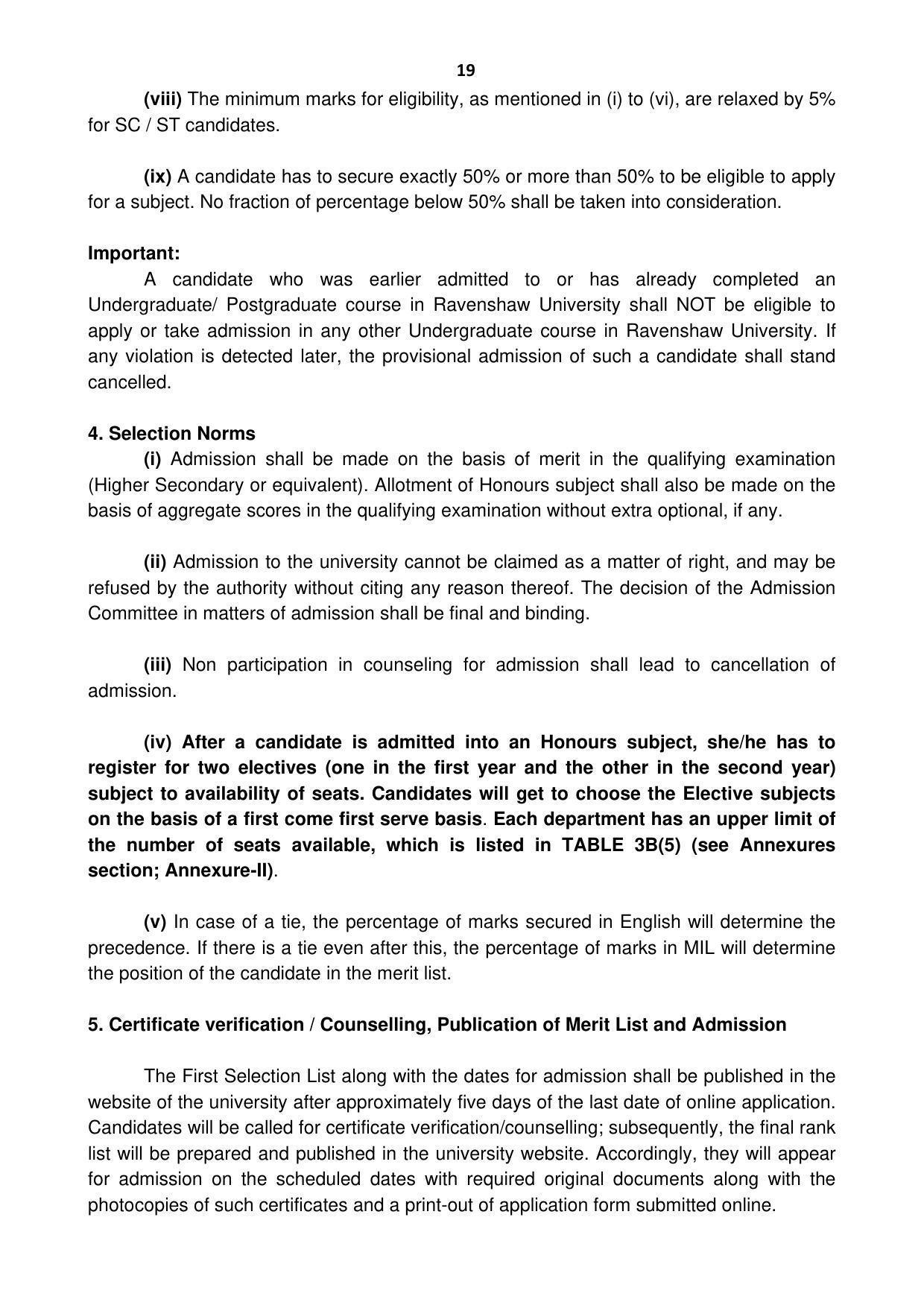 Ravenshaw University, Cuttack ADMISSION PROSPECTUS -2021-22 - Page 22