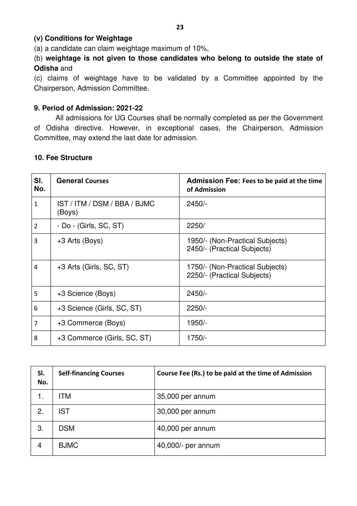 Ravenshaw University, Cuttack ADMISSION PROSPECTUS -2021-22 - Page 26