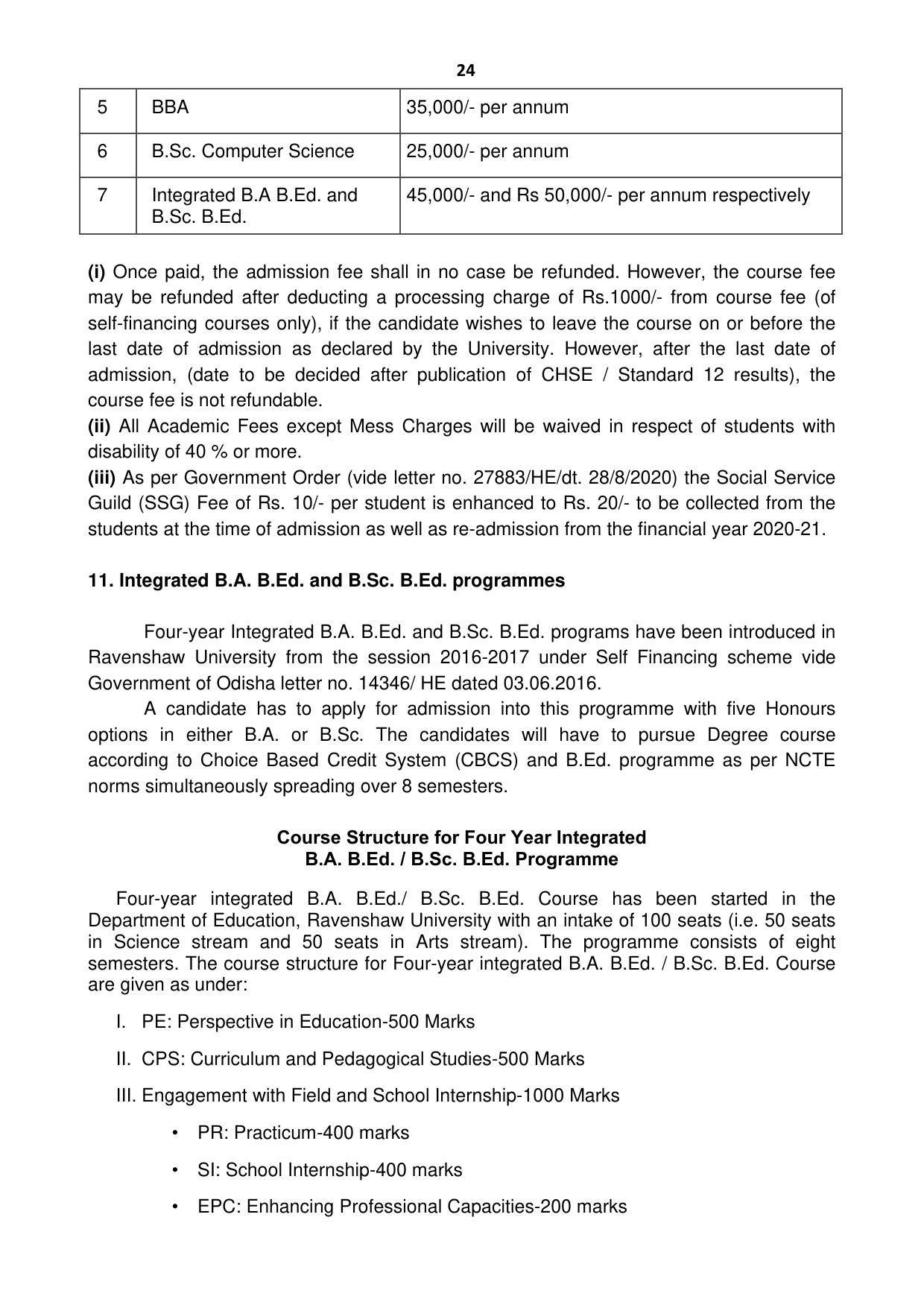 Ravenshaw University, Cuttack ADMISSION PROSPECTUS -2021-22 - Page 27