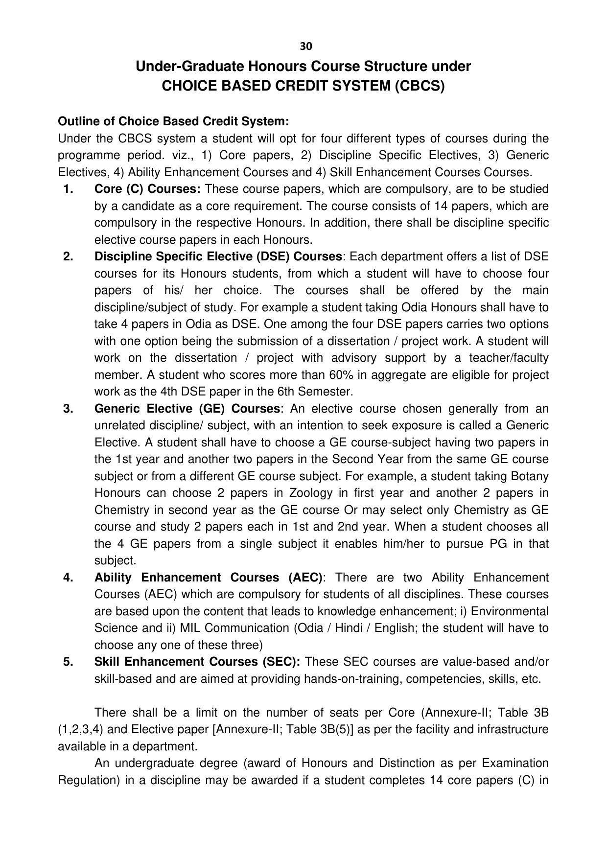Ravenshaw University, Cuttack ADMISSION PROSPECTUS -2021-22 - Page 33