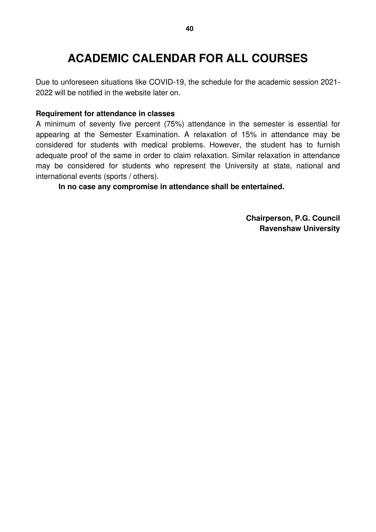 Ravenshaw University, Cuttack ADMISSION PROSPECTUS -2021-22 - Page 43