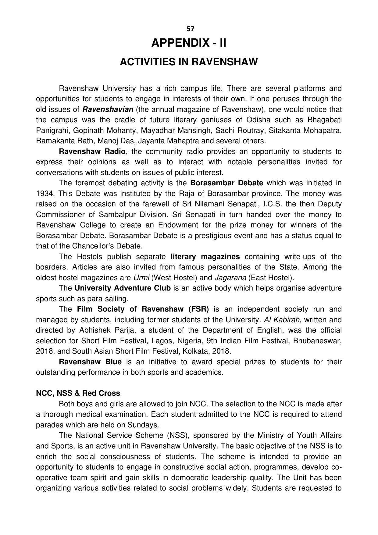 Ravenshaw University, Cuttack ADMISSION PROSPECTUS -2021-22 - Page 60