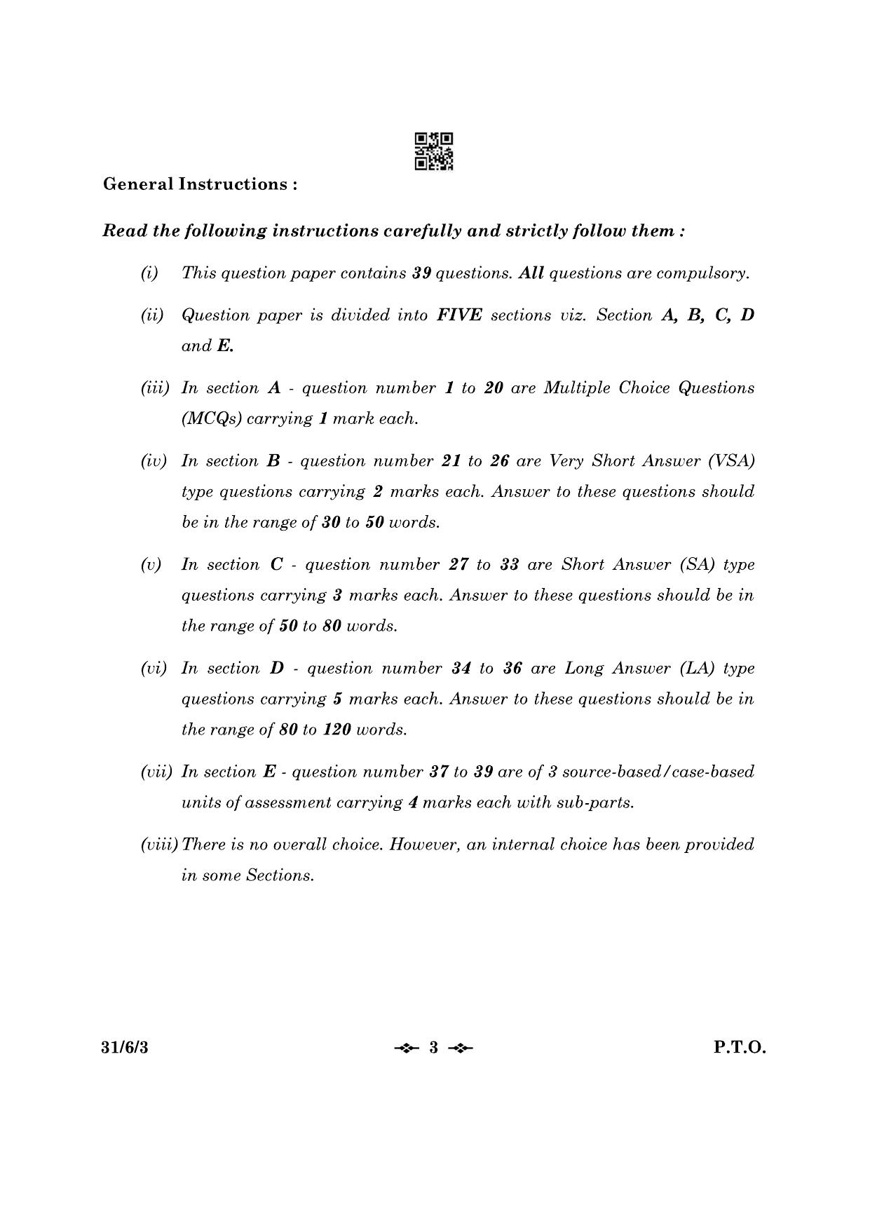 CBSE Class 10 31-6-3 Science 2023 Question Paper - Page 3