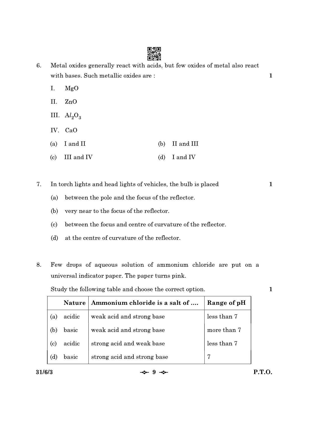 CBSE Class 10 31-6-3 Science 2023 Question Paper - Page 9