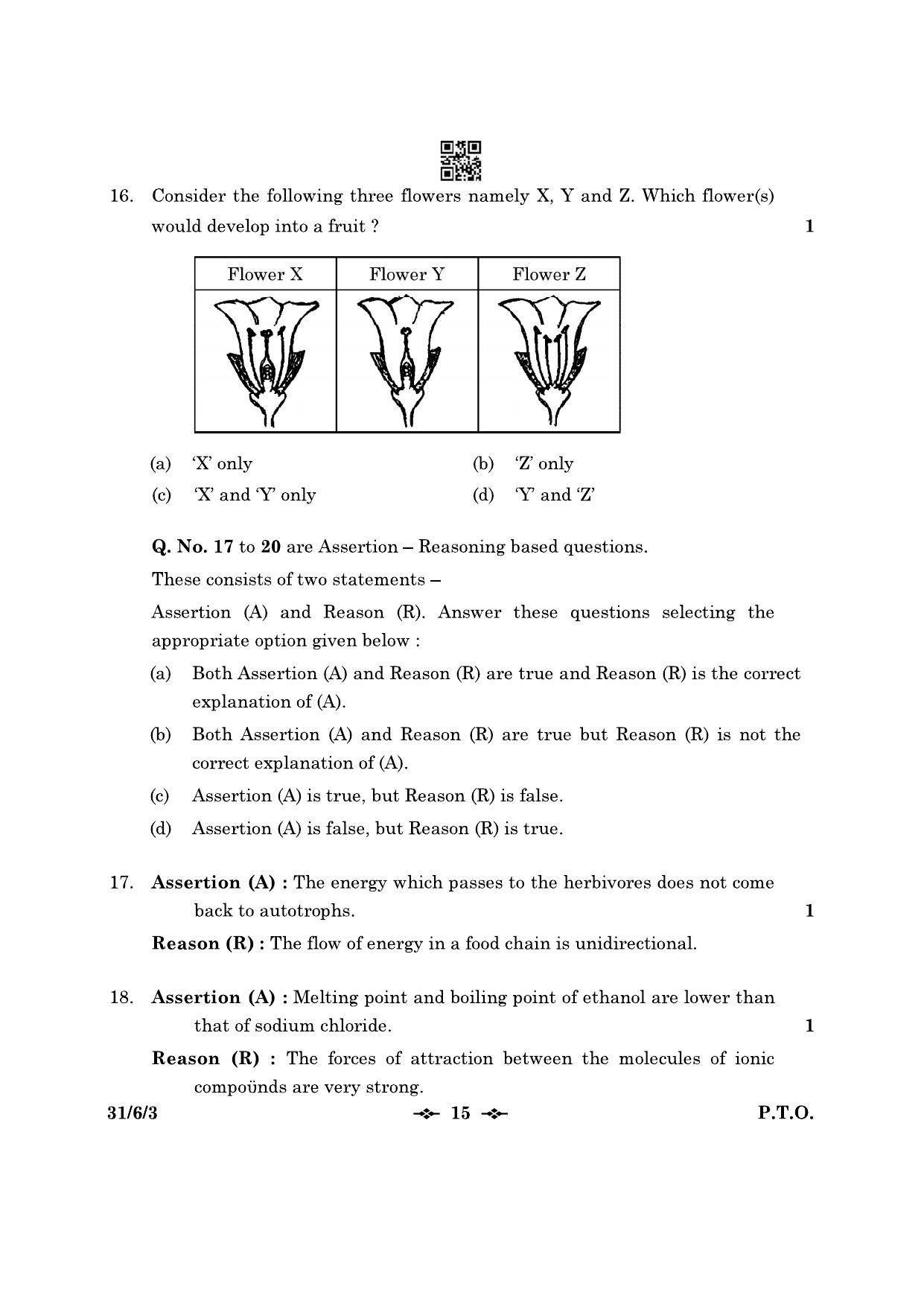 CBSE Class 10 31-6-3 Science 2023 Question Paper - Page 15