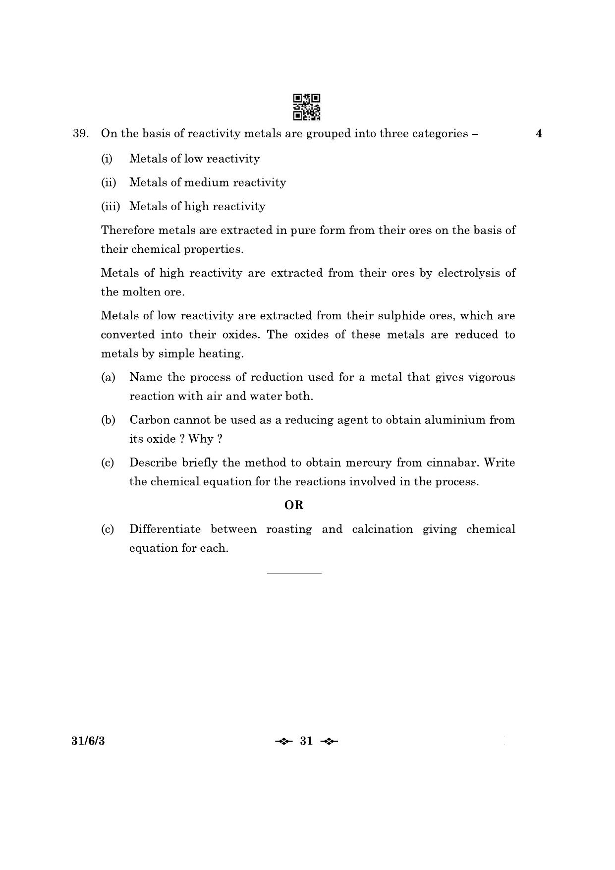 CBSE Class 10 31-6-3 Science 2023 Question Paper - Page 31