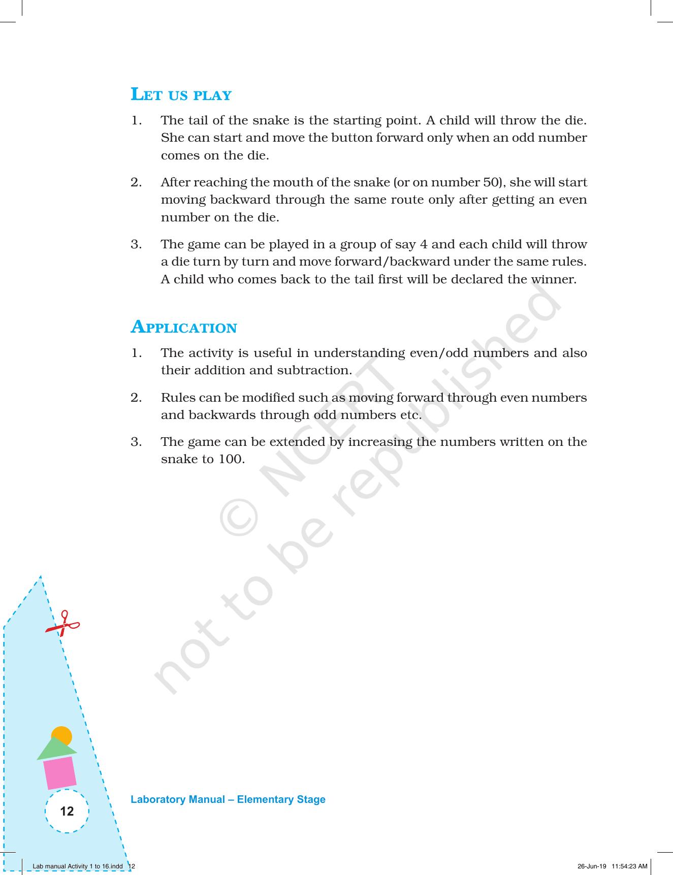 NCERT Laboratory Manuals for Class I to V: Mathematics - Activities for I to V (1 - 16) - Page 12