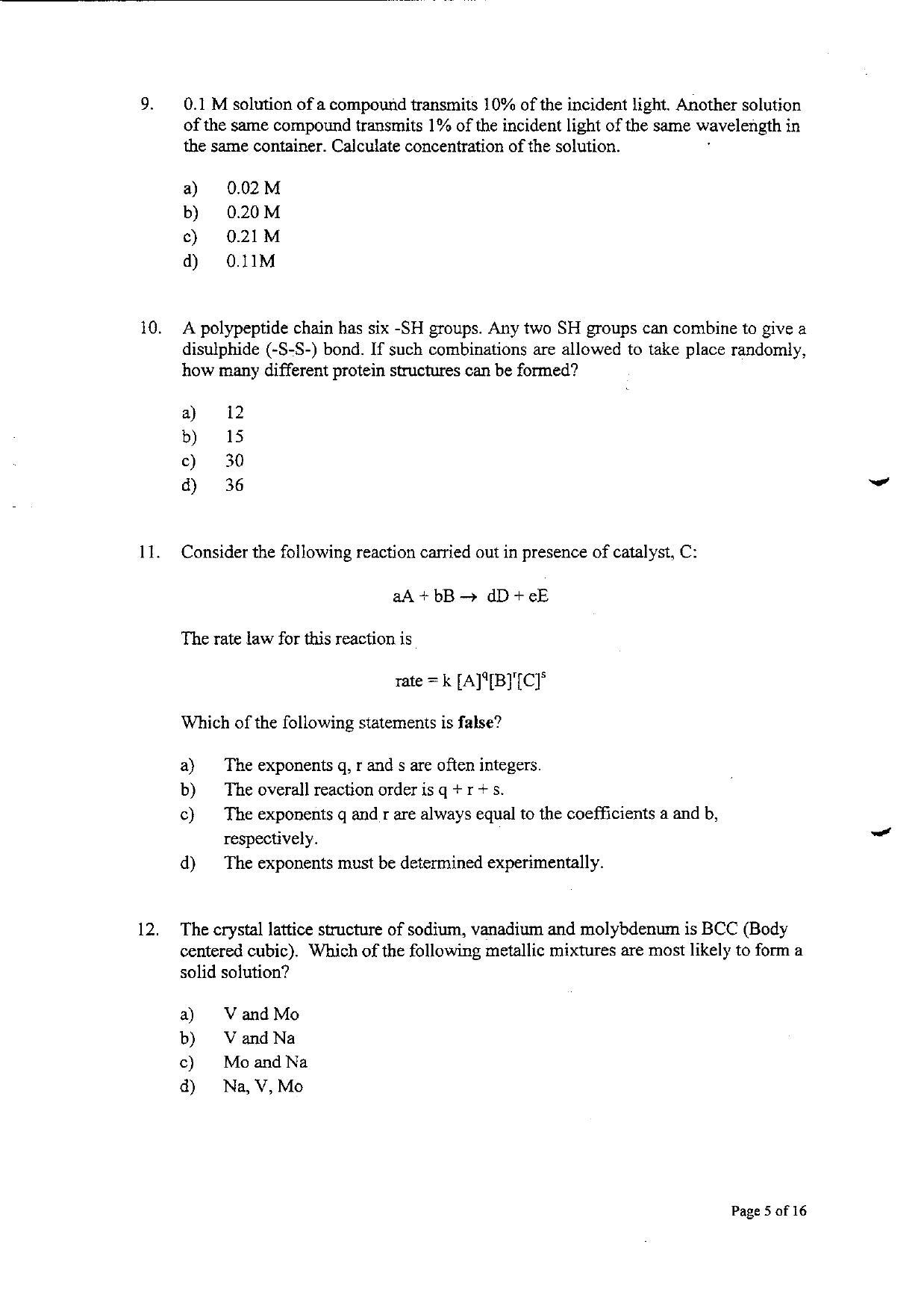 TIFR GS 2010 Chemistry Question Paper - Page 5