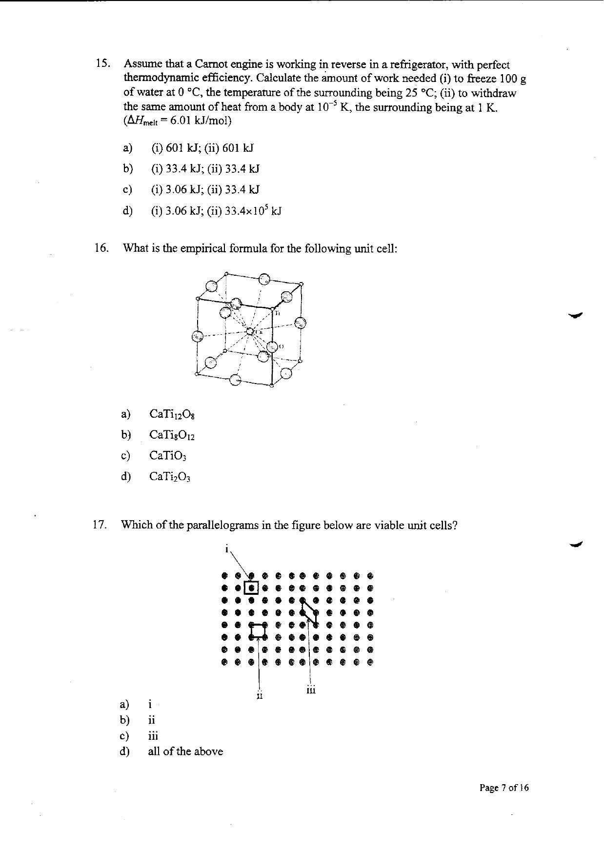 TIFR GS 2010 Chemistry Question Paper - Page 7