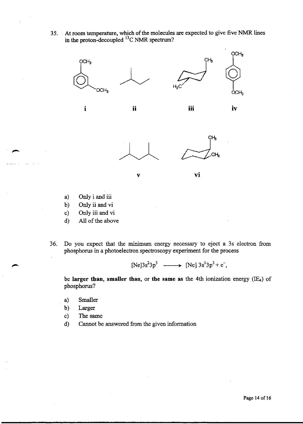 TIFR GS 2010 Chemistry Question Paper - Page 14