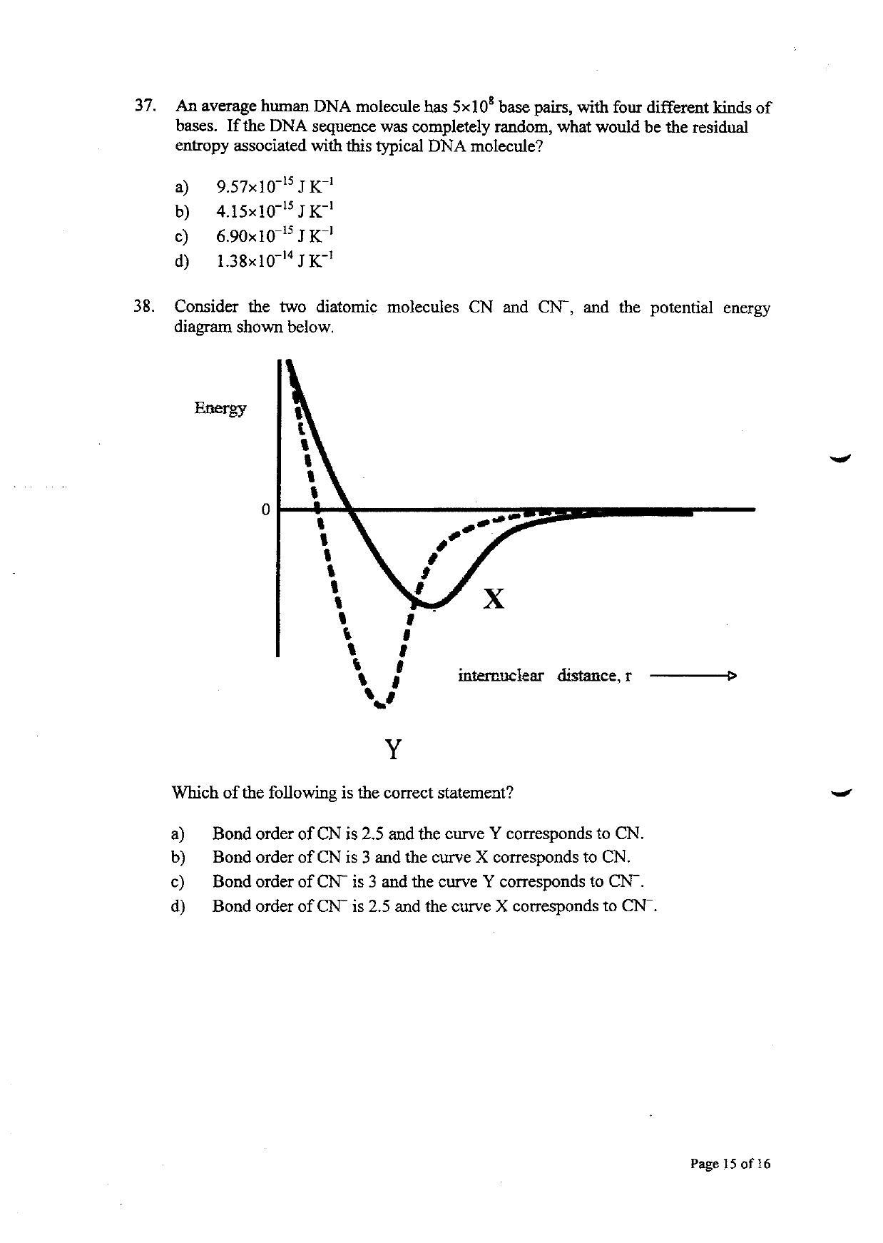 TIFR GS 2010 Chemistry Question Paper - Page 15