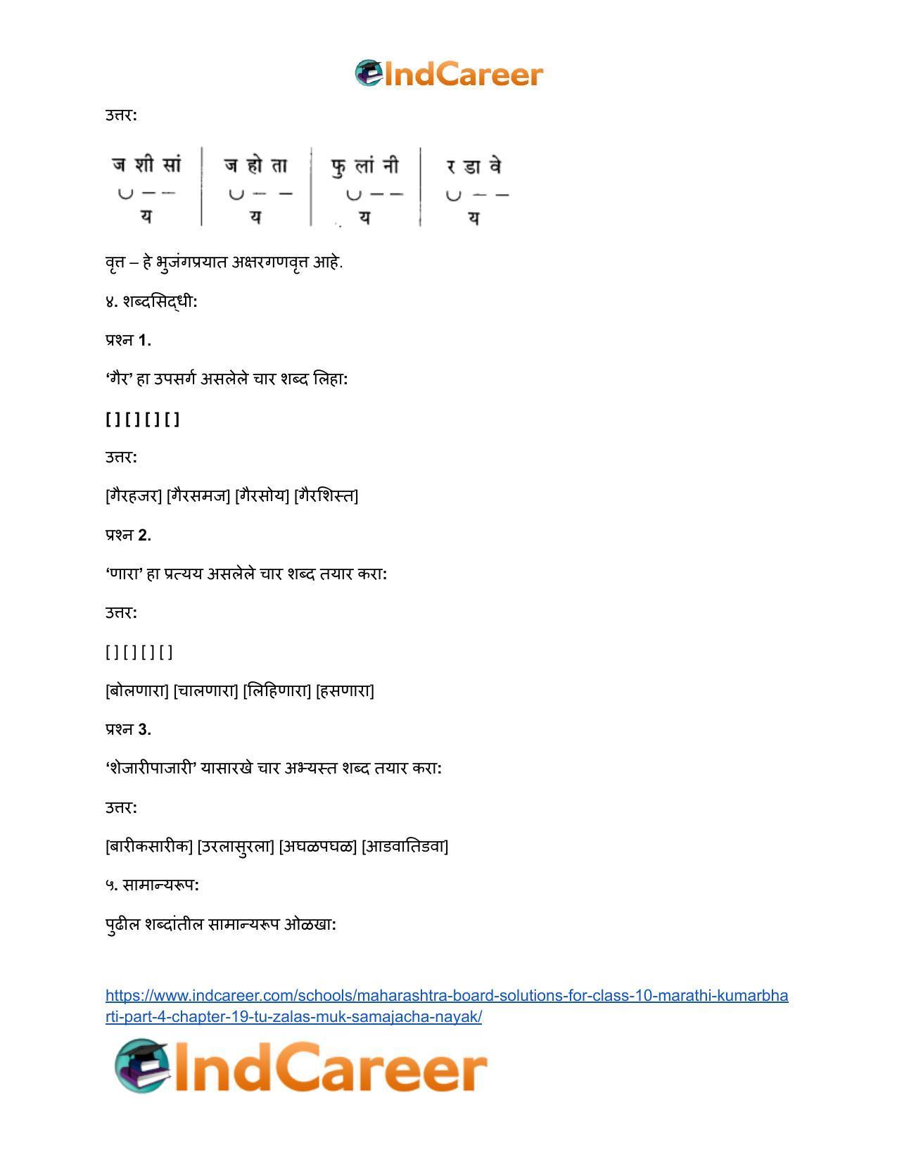Maharashtra Board Solutions for Class 10- Marathi Kumarbharti (Part- 4): Chapter 19- तू झालास मूक समाजाचा नायक - Page 11