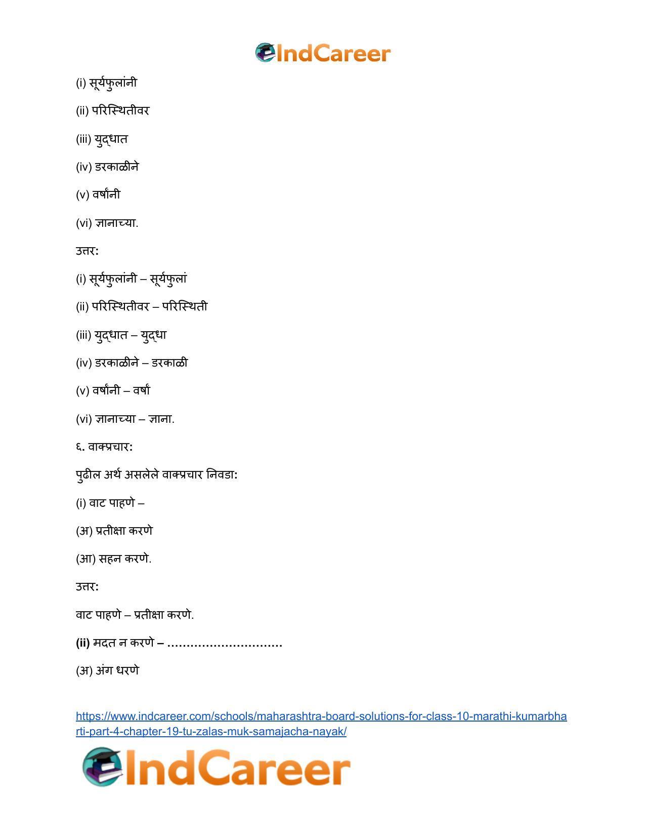 Maharashtra Board Solutions for Class 10- Marathi Kumarbharti (Part- 4): Chapter 19- तू झालास मूक समाजाचा नायक - Page 12