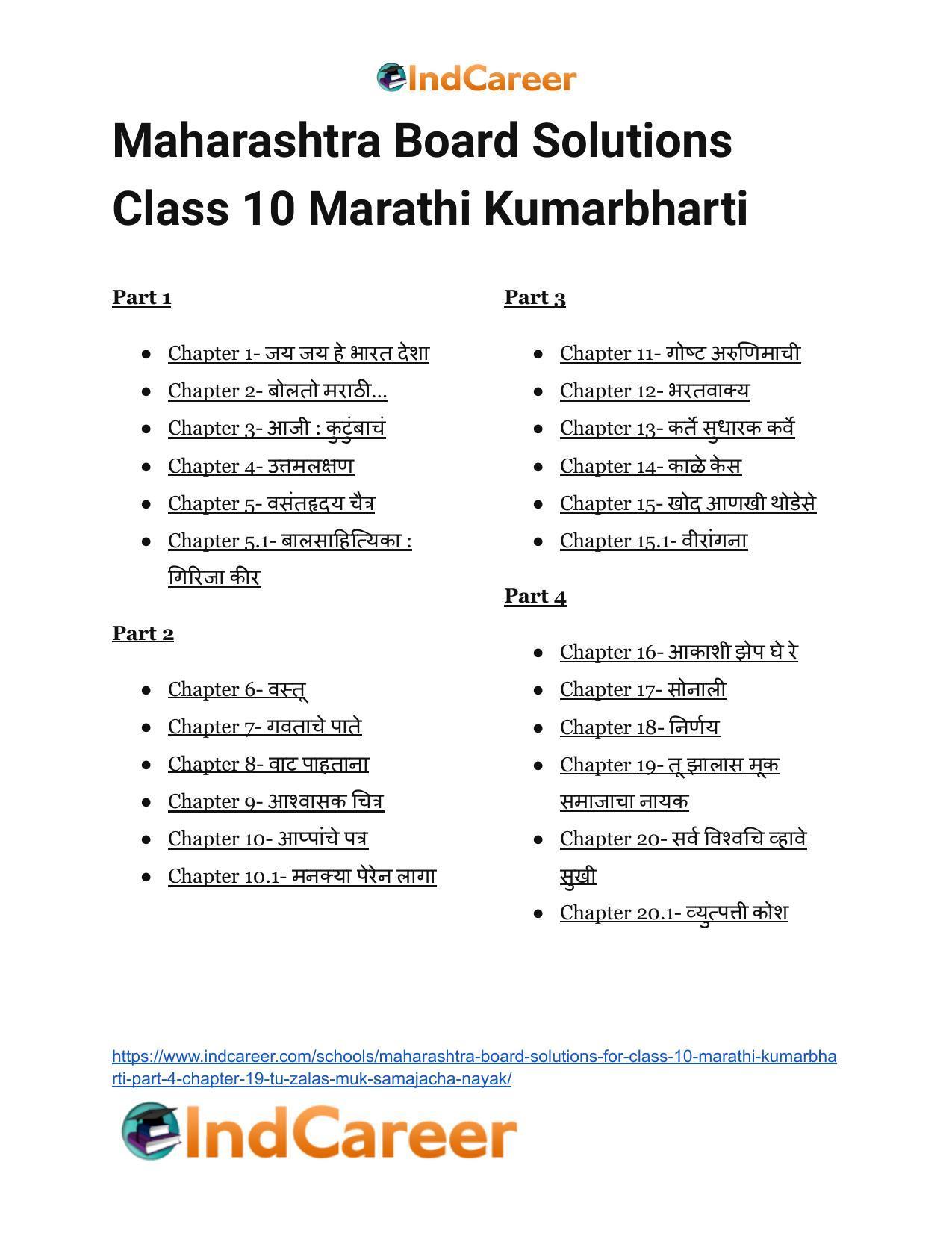 Maharashtra Board Solutions for Class 10- Marathi Kumarbharti (Part- 4): Chapter 19- तू झालास मूक समाजाचा नायक - Page 22