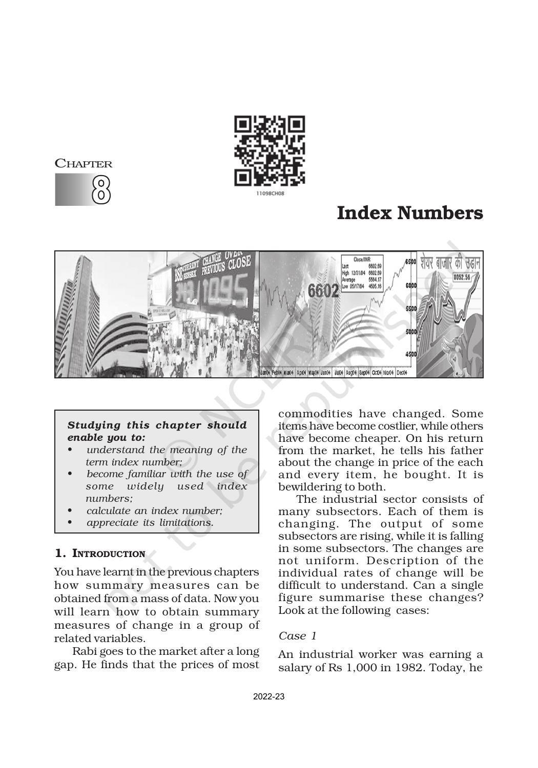 NCERT Book for Class 11 Economics (Statistic Economics) Chapter 8 Index Numbers - Page 1