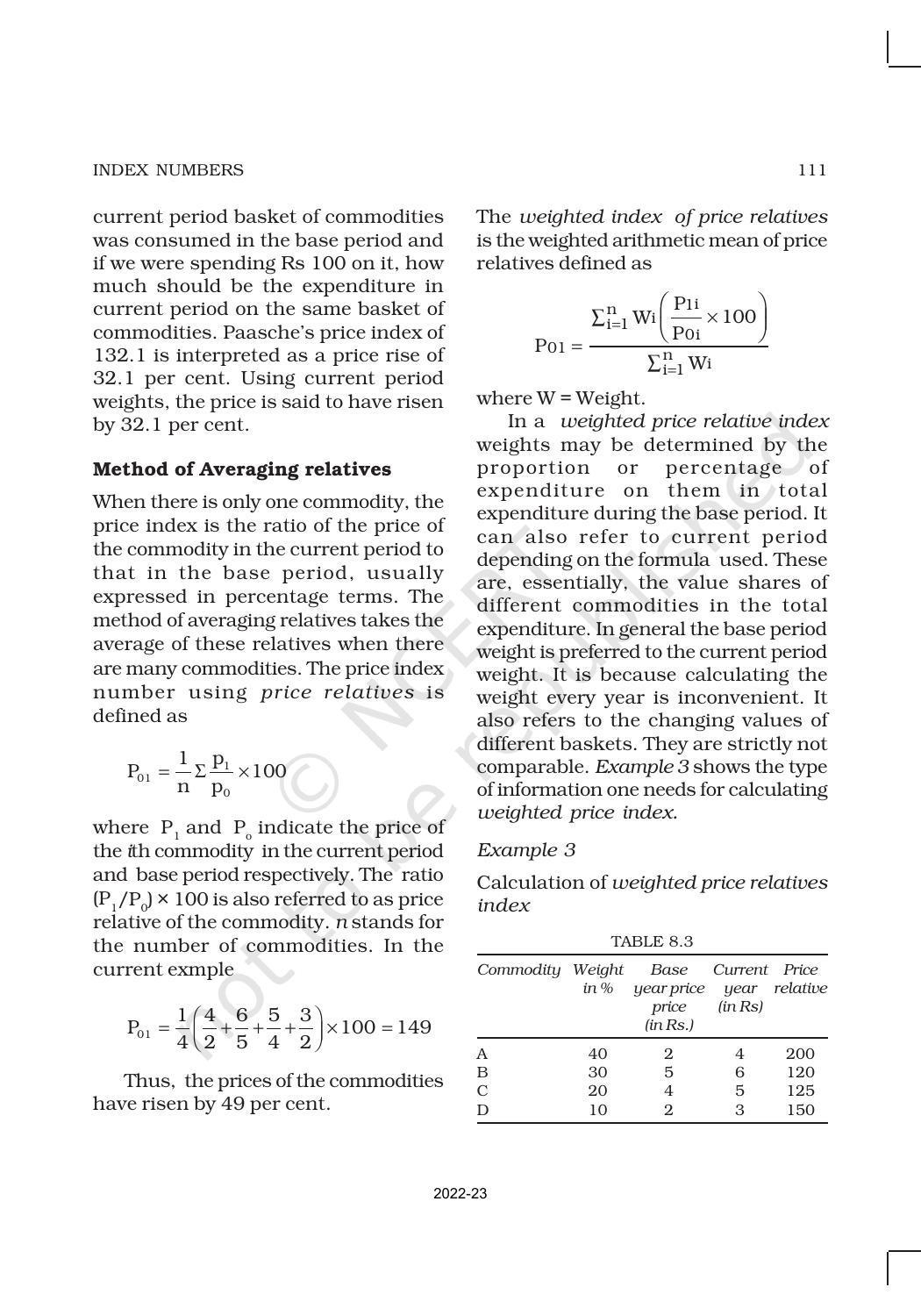 NCERT Book for Class 11 Economics (Statistic Economics) Chapter 8 Index Numbers - Page 5