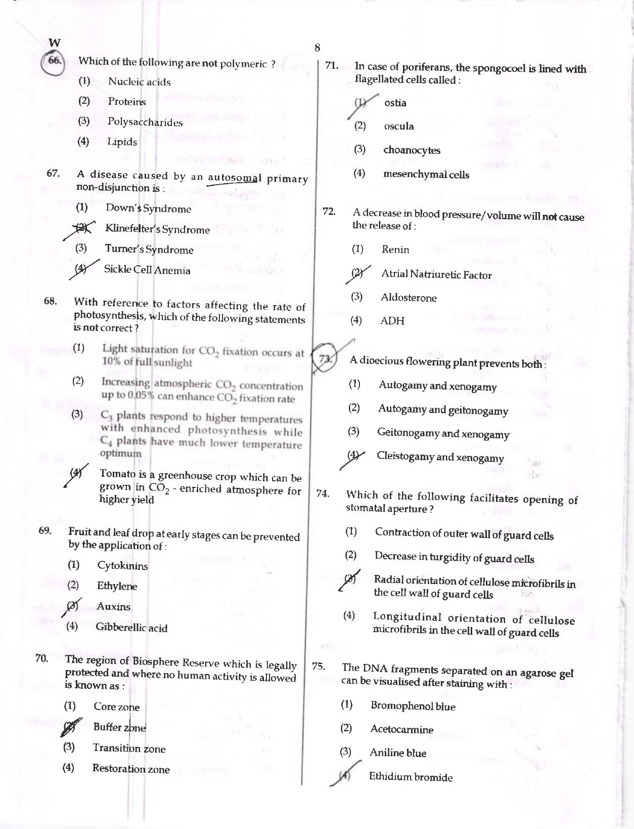 NEET Code W 2017 Question Paper - Page 8