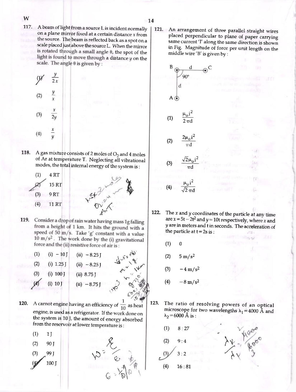 NEET Code W 2017 Question Paper - Page 14