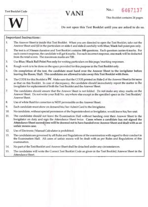 NEET Code W 2017 Question Paper