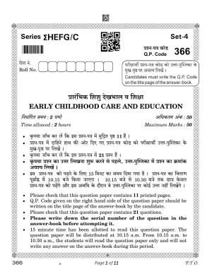 CBSE Class 12 Early Childhood Care & Education (Compartment) 2023 Question Paper