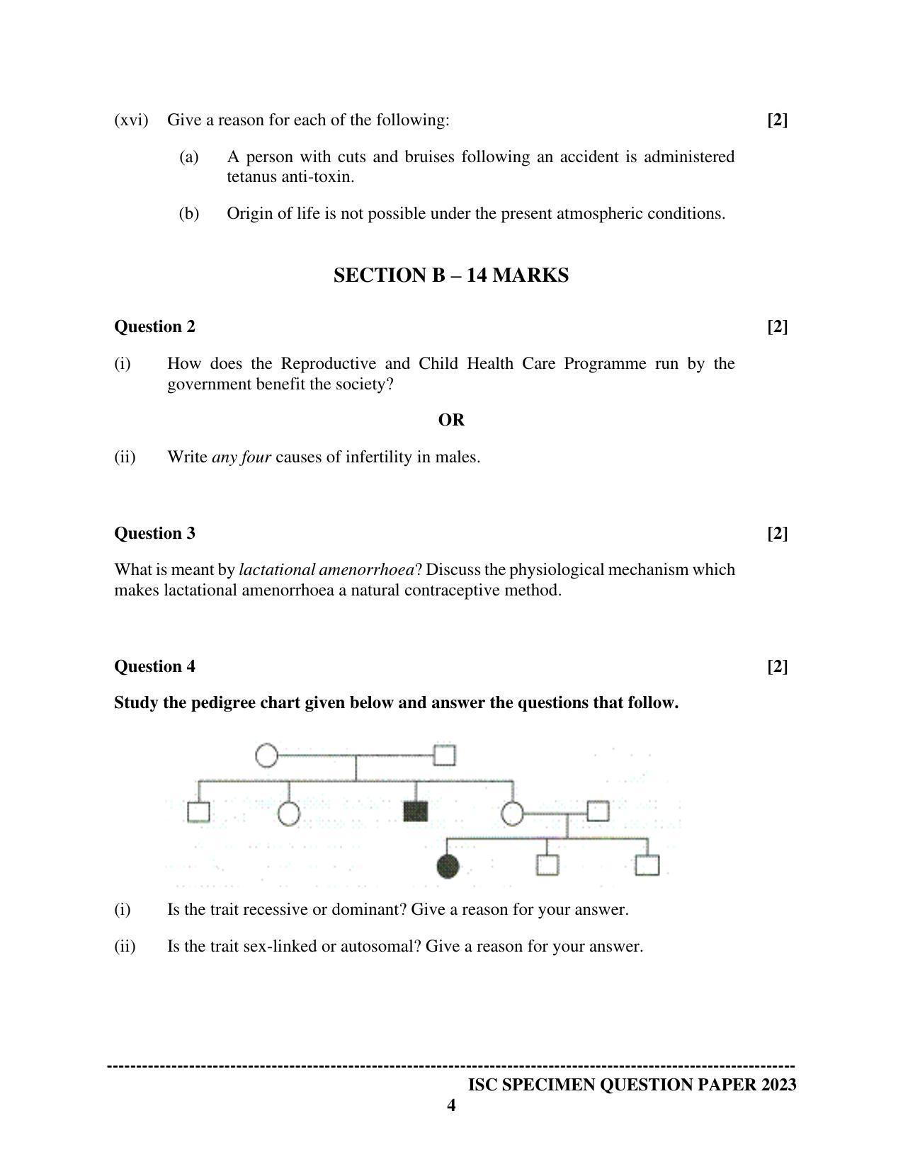 ISC Class 12 Biology Paper 1 Sample Paper 2023 - Page 4