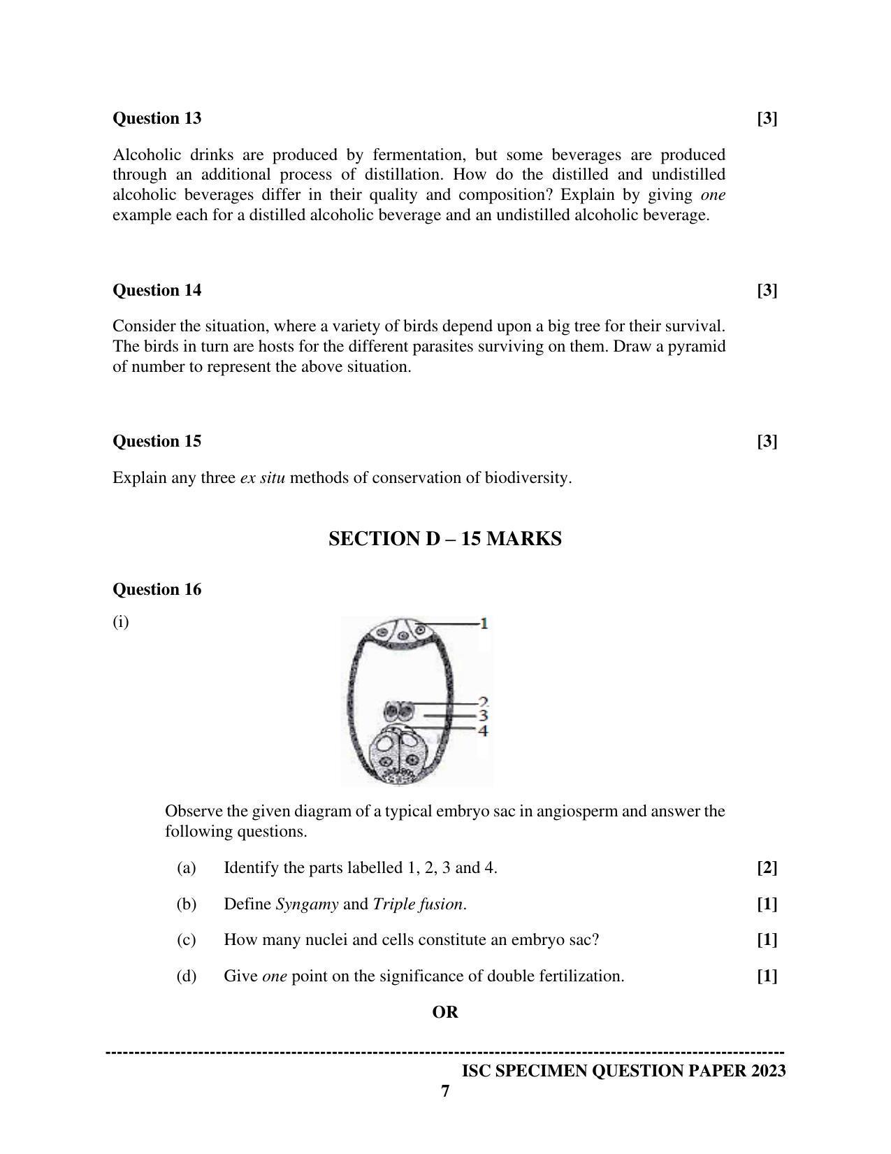 ISC Class 12 Biology Paper 1 Sample Paper 2023 - Page 7