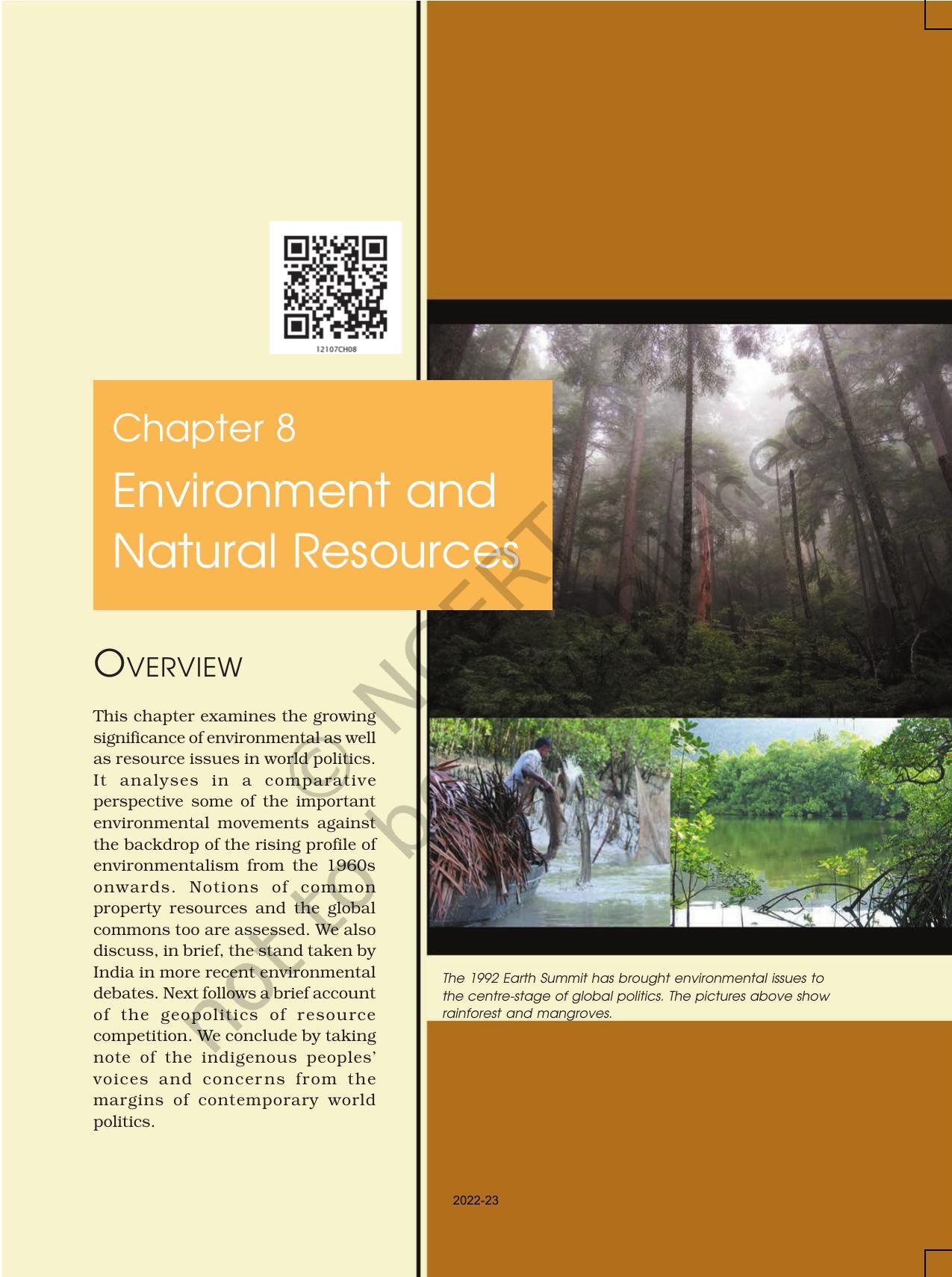 NCERT Book for Class 12 Political Science Chapter 8 Environment and Natural Resources - Page 1