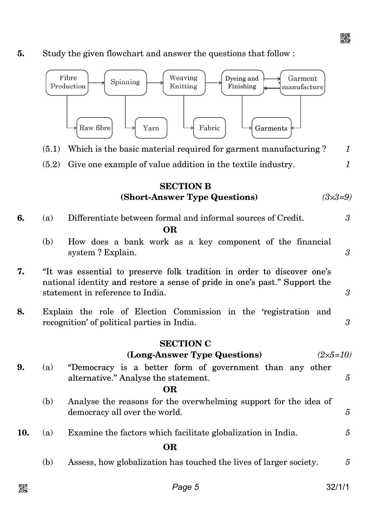 CBSE Class 10 32-1-1 Social Science 2022 Question Paper - Page 5
