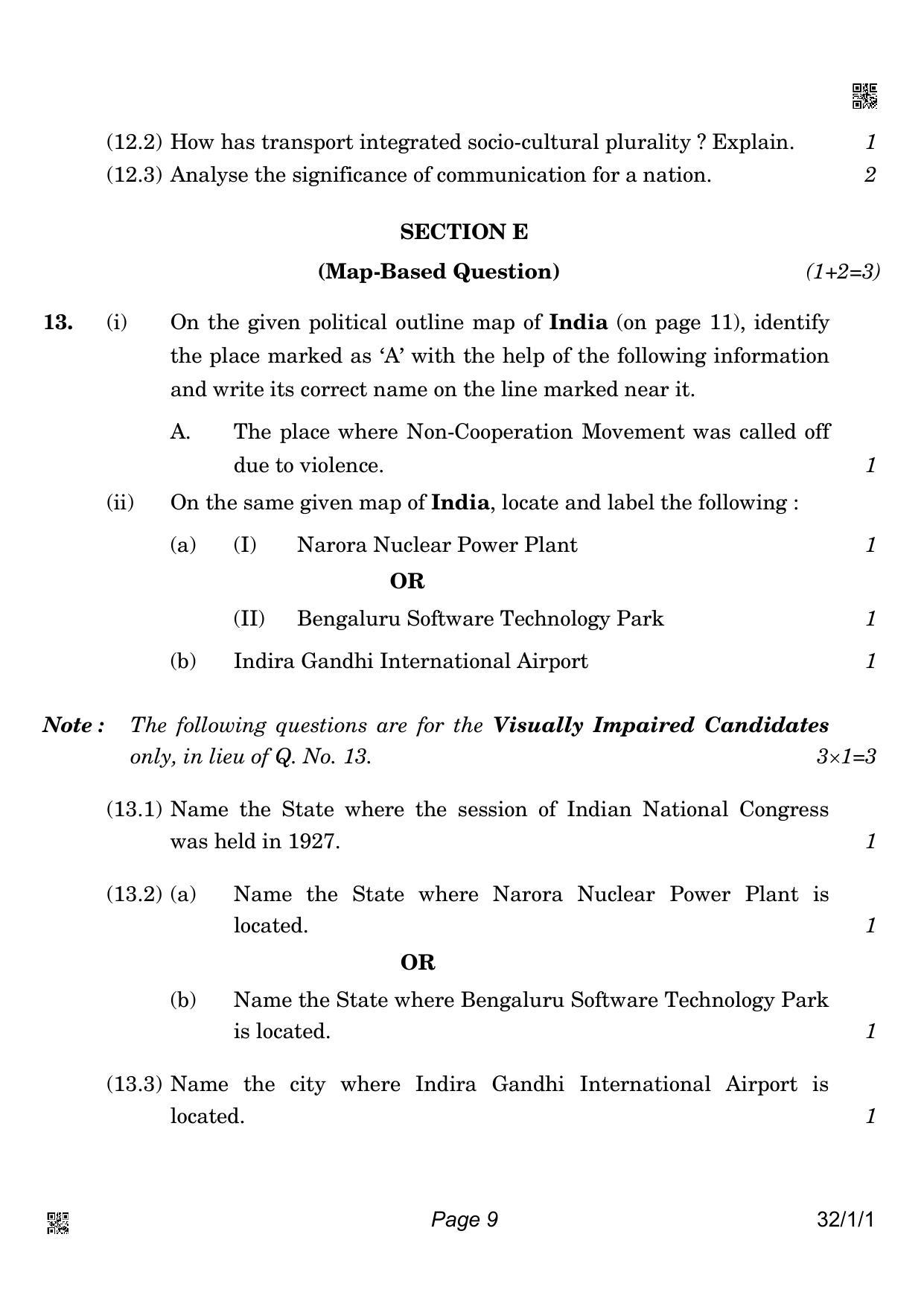CBSE Class 10 32-1-1 Social Science 2022 Question Paper - Page 9