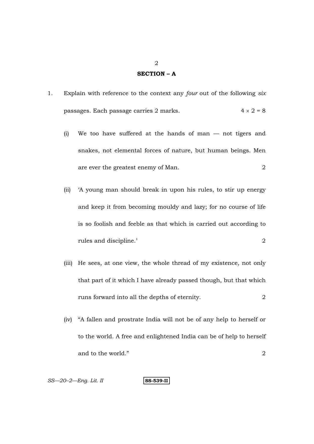 Class 12 2011 English Literature II RBSE Question Paper - Page 2