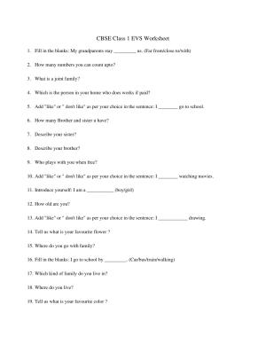 CBSE Class 1 EVS About Me Worksheets