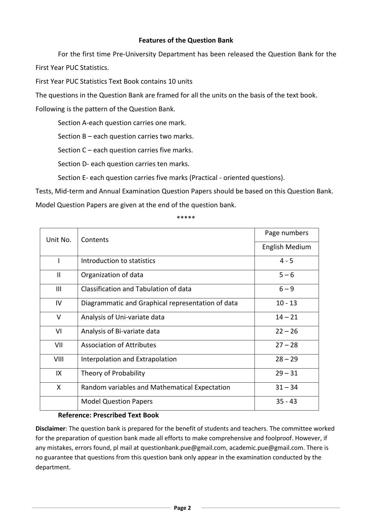 Karnataka 1st PUC Question Bank for Statistics - Page 2