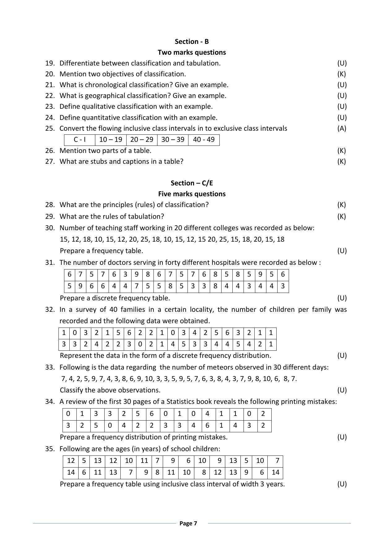 Karnataka 1st PUC Question Bank for Statistics - Page 7