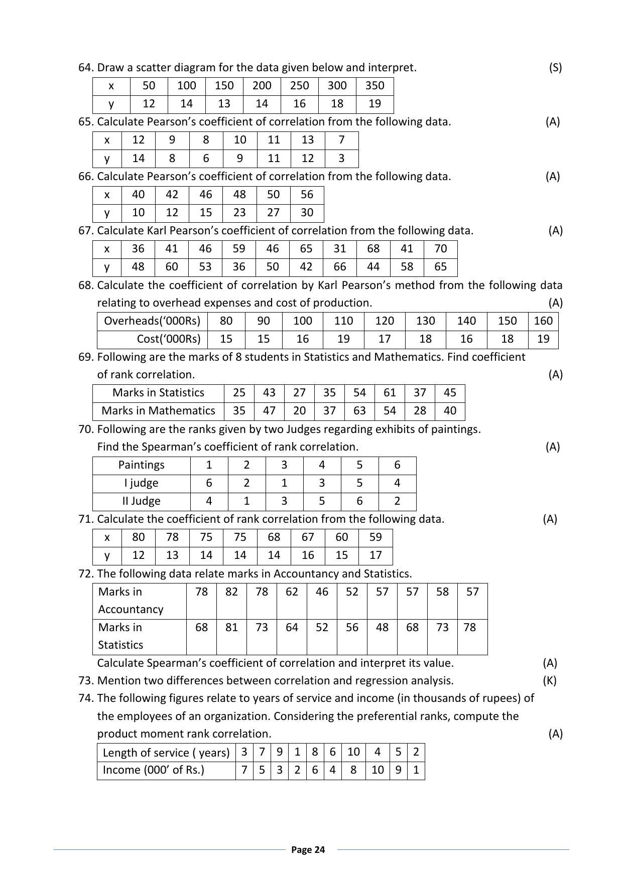 Karnataka 1st PUC Question Bank for Statistics - Page 24