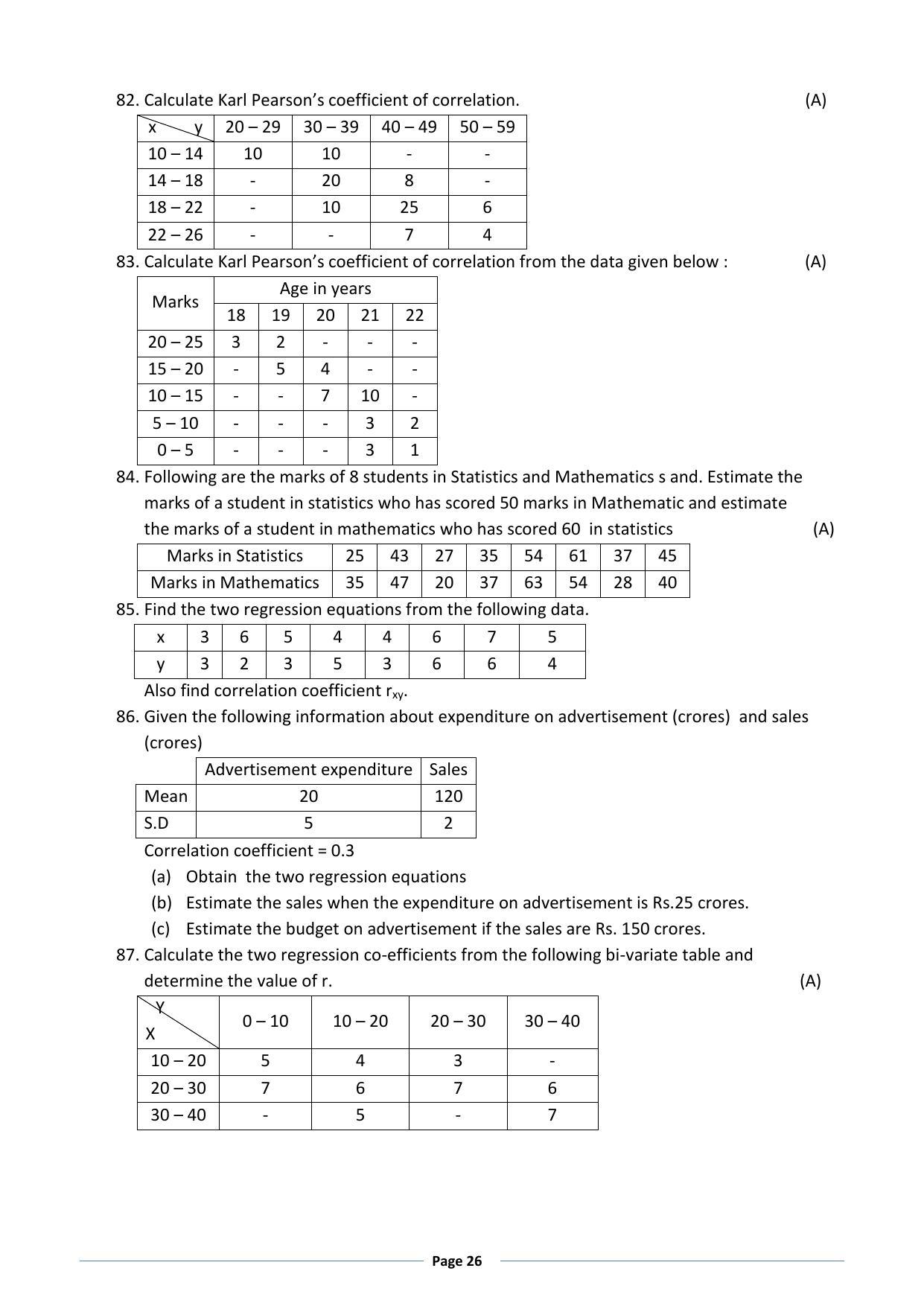 Karnataka 1st PUC Question Bank for Statistics - Page 26