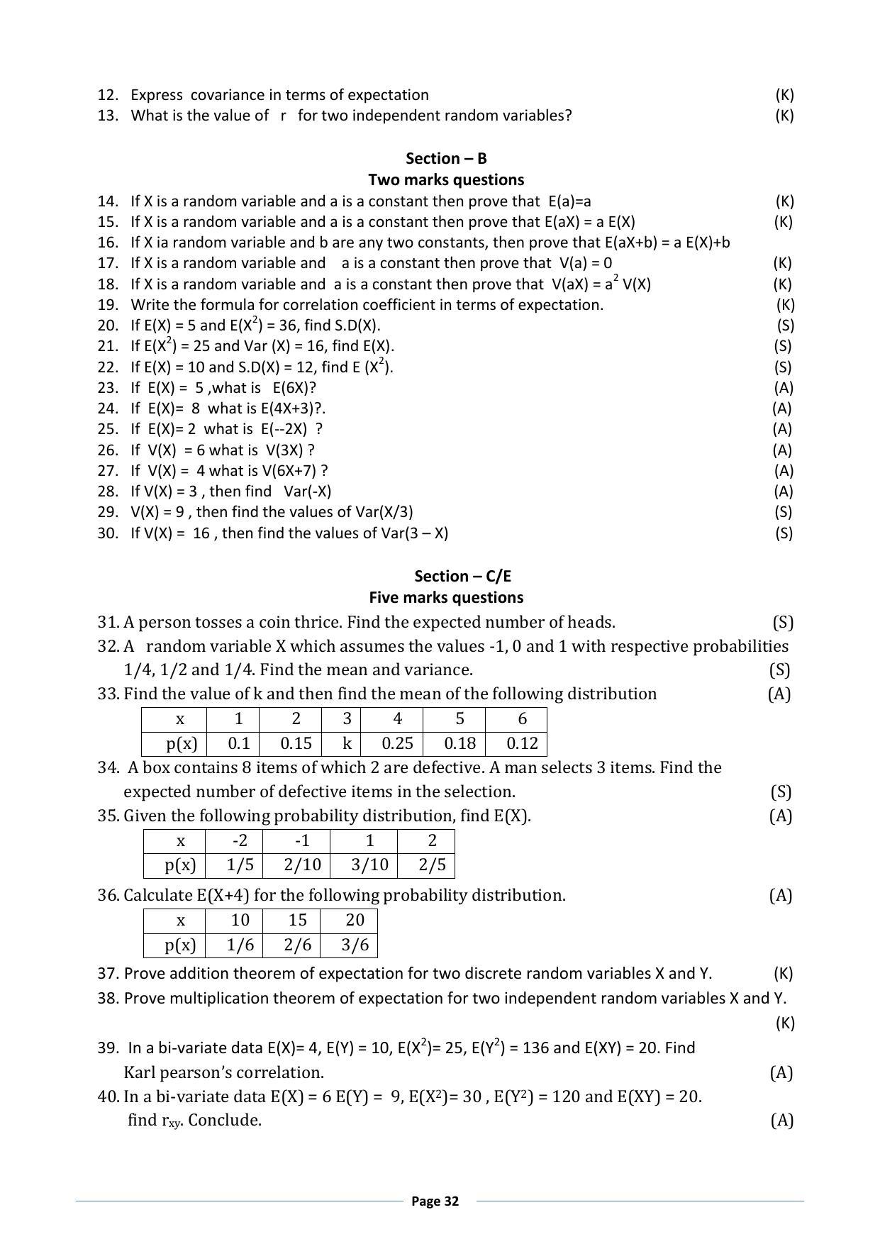 Karnataka 1st PUC Question Bank for Statistics - Page 32