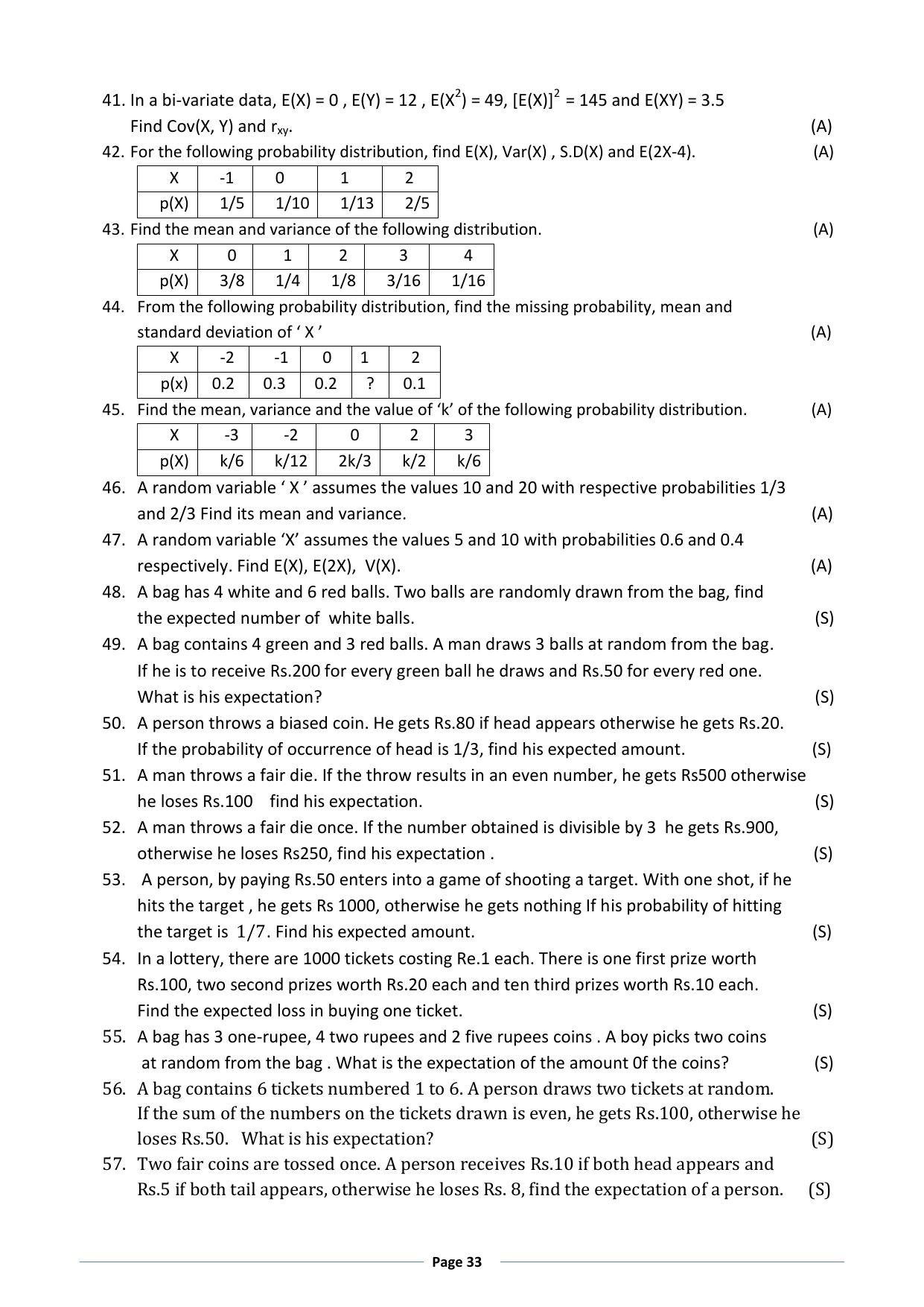 Karnataka 1st PUC Question Bank for Statistics - Page 33